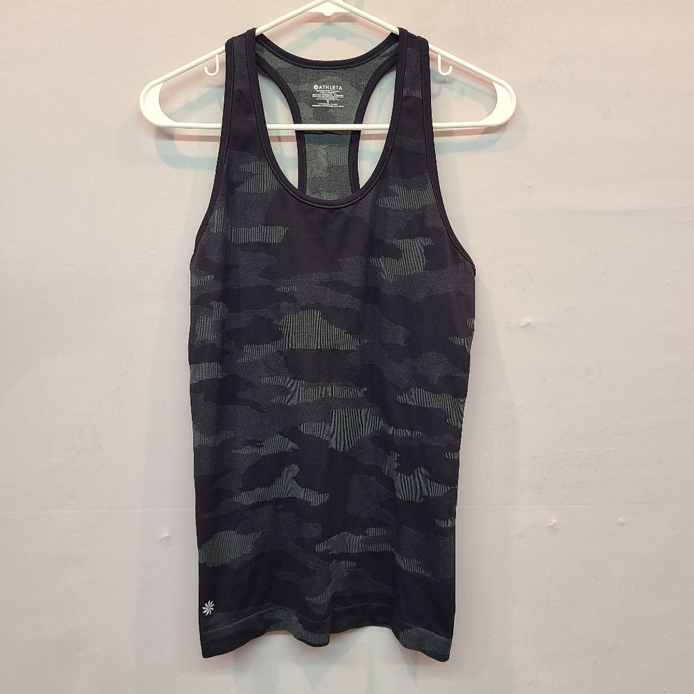 Athleta Speedlight Tank Top Black Camo Racerback Seamless Womens Small - Picture 2 of 7